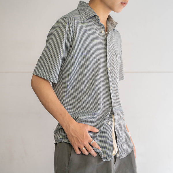 1970-80s houndstooth knit s/s shirt