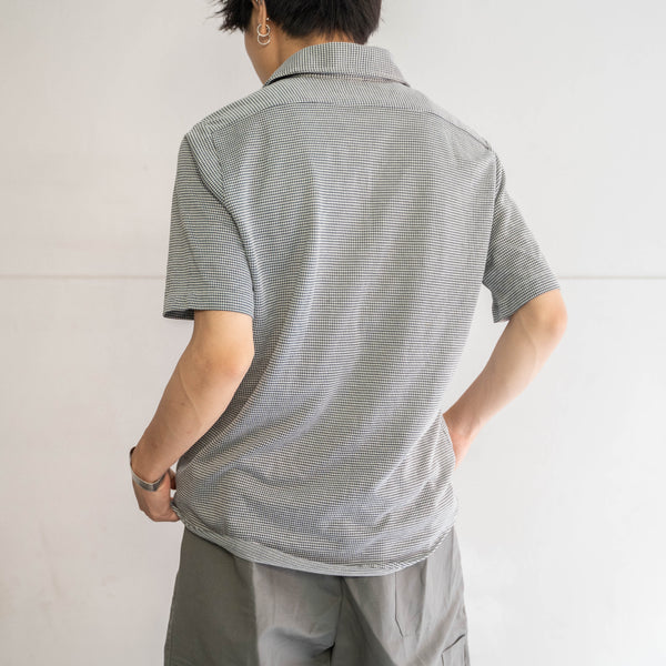 1970-80s houndstooth knit s/s shirt