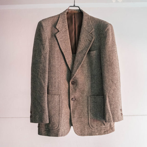 1990s Japan vintage brown based tweed tailored jacket