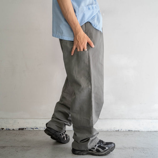 around 1970s Italian military linen × cotton work pants 'dead stock' -waist remake-