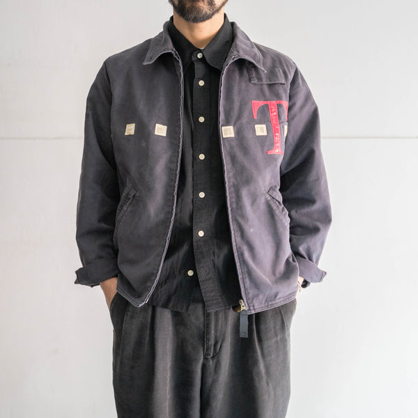 1990-00s Germany navy color cotton work jacket -FC BAYERN MUNCHEN sponsor-