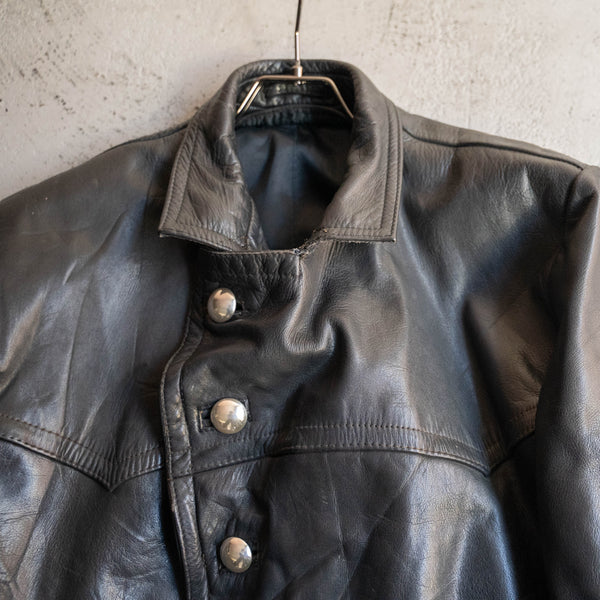 1970s Germany black motorcycle jacket -super short length-