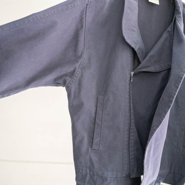 1980s Italy navy color strange pattern work jacket