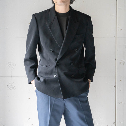 1980-90 Japan vintage black color wool double breasted tailored jacket