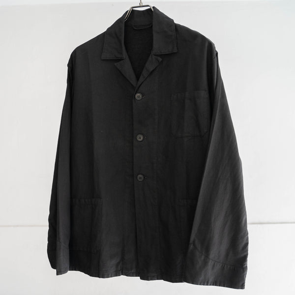 1980s Dutch military open collar work shirt jacket 'dead stock' -black dyed-