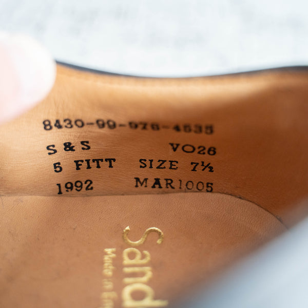 1990s 'Sanders' black color leather shoes -Made in England- 'mint condition'