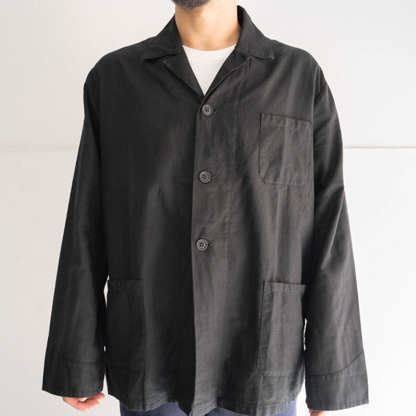 1980s Dutch military open collar work shirt jacket 'dead stock' -black dyed-