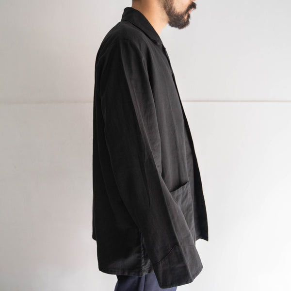 1980s Dutch military open collar work shirt jacket 'dead stock' -black dyed-