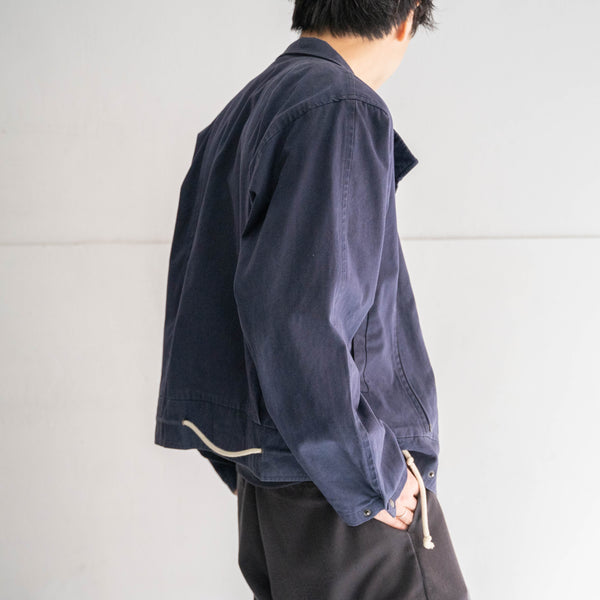 1980s Italy navy color strange pattern work jacket