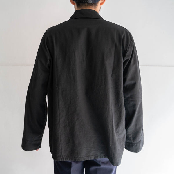 1980s Dutch military open collar work shirt jacket 'dead stock' -black dyed-