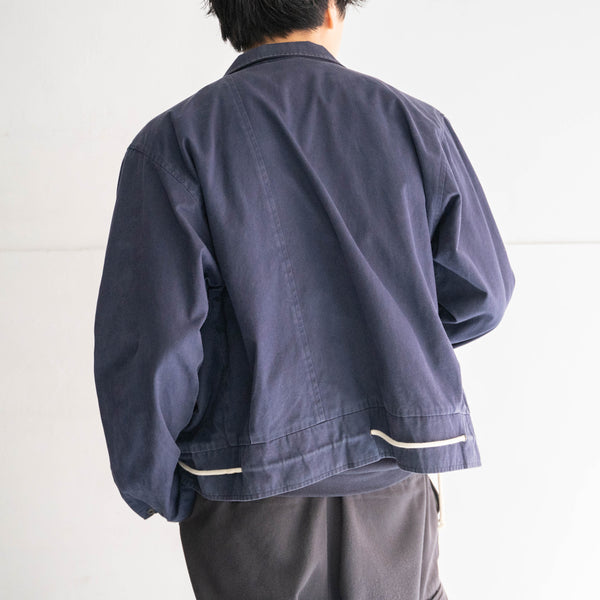 1980s Italy navy color strange pattern work jacket