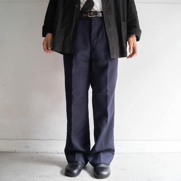 1970s Italian military dark navy one tuck wool slacks 'dead stock'