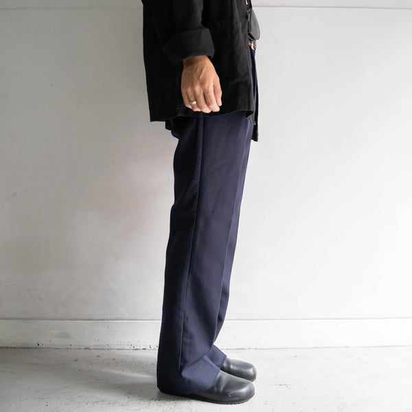 1970s Italian military dark navy one tuck wool slacks 'dead stock'