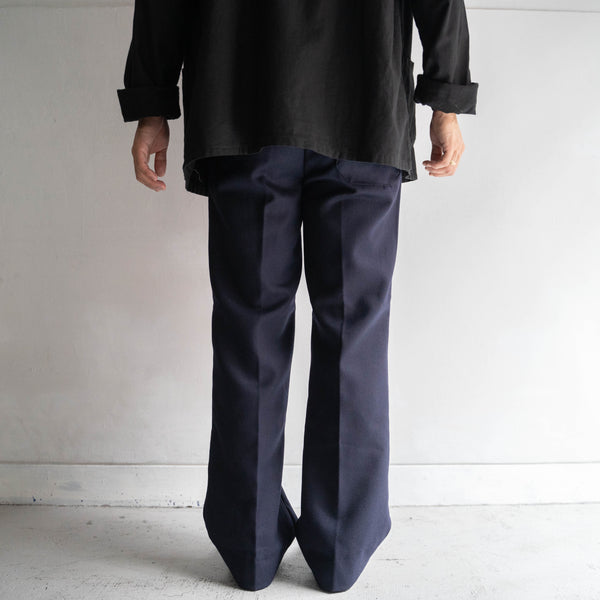 1970s Italian military dark navy one tuck wool slacks 'dead stock'