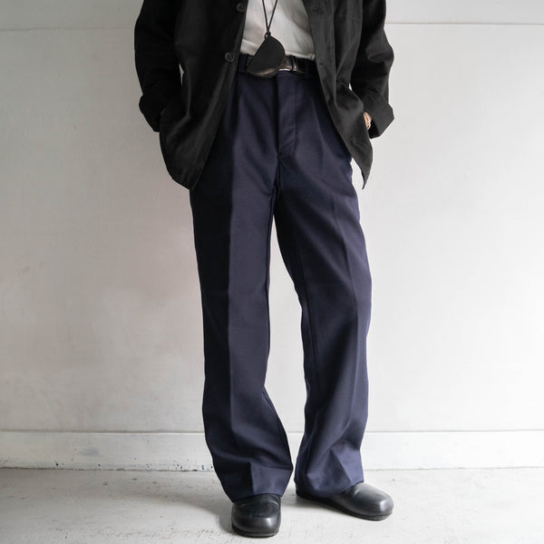 1970s Italian military dark navy one tuck wool slacks 'dead stock'