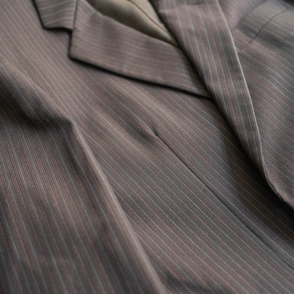 1980s Japan vintage brown based stripe set up