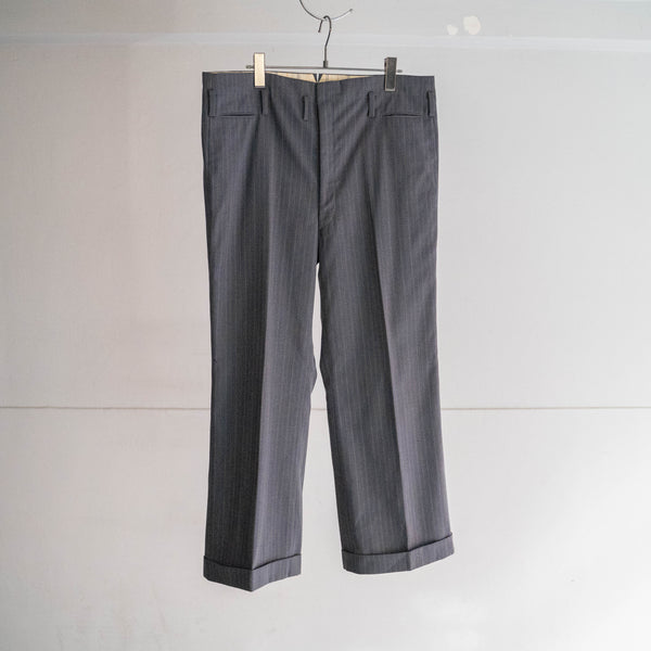 1970s Japan vintage gray blue striped double breasted set up