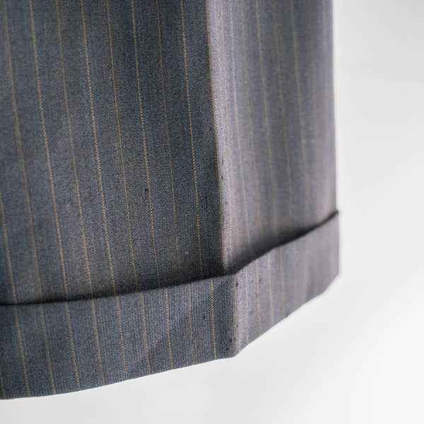 1970s Japan vintage gray blue striped double breasted set up