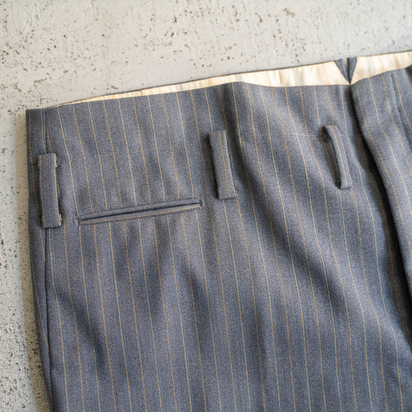 1970s Japan vintage gray blue striped double breasted set up