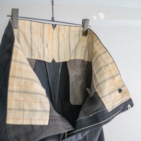 1970s Japan vintage gray blue striped double breasted set up