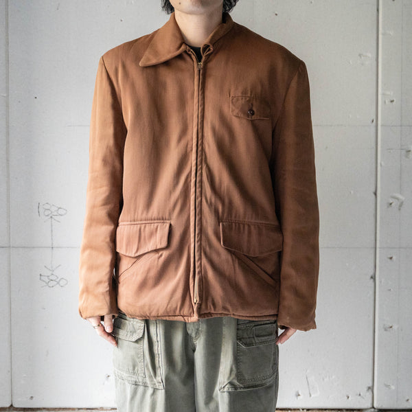 1950s USA brown color gabardine zip up jacket