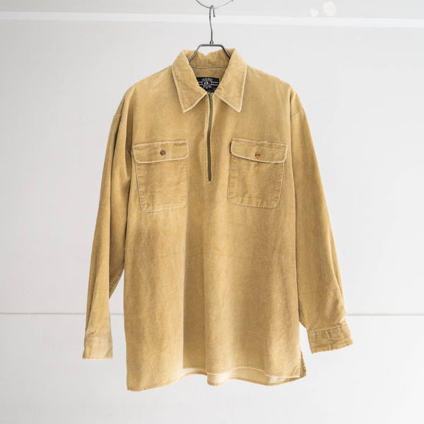 around 1980s HANG TEN golden yellow color  half zip corduroy shirt