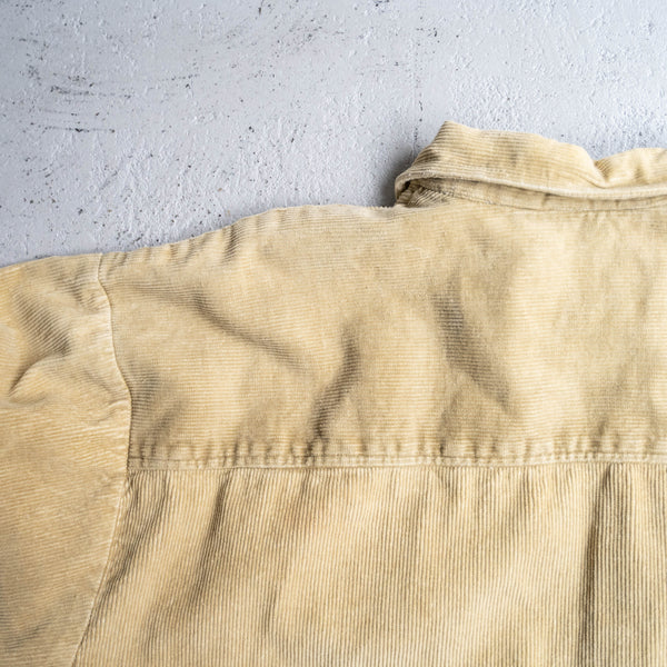 around 1980s HANG TEN golden yellow color  half zip corduroy shirt