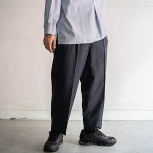 around 1980s Japan vintage dark green checked two tuck slacks