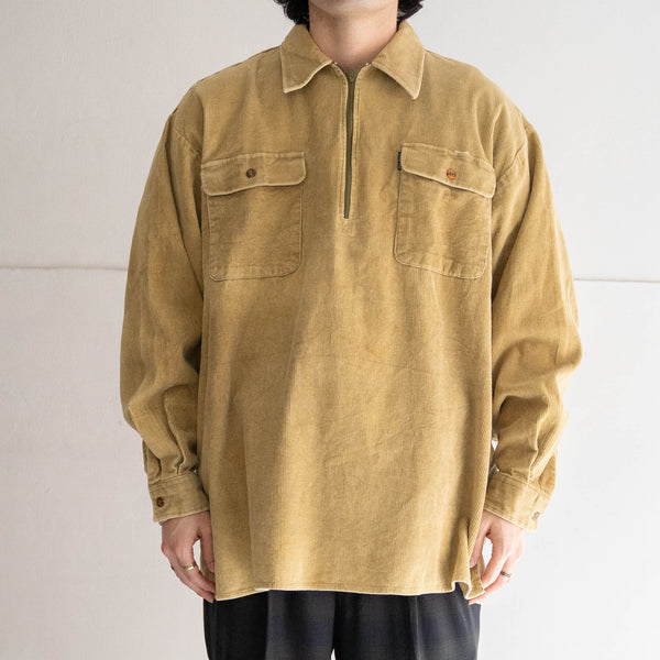 around 1980s HANG TEN golden yellow color  half zip corduroy shirt