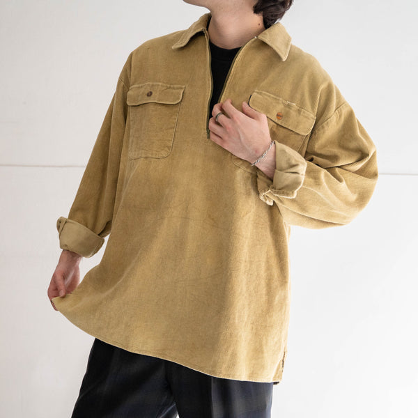 around 1980s HANG TEN golden yellow color  half zip corduroy shirt