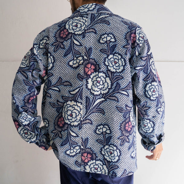 'KIMONO REMAKE' French work jacket type 'blue floral pattern'