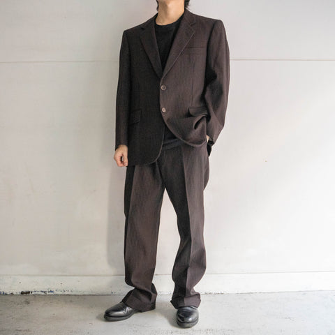 1980s Japan vintage brown based stripe set up