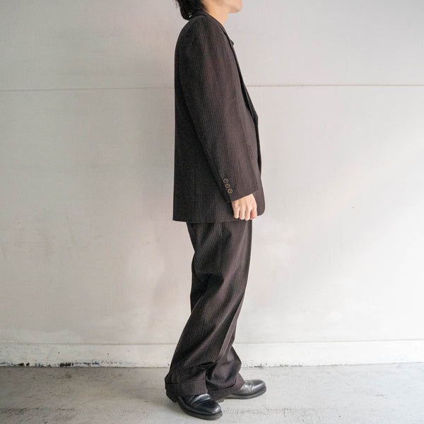 1980s Japan vintage brown based stripe set up