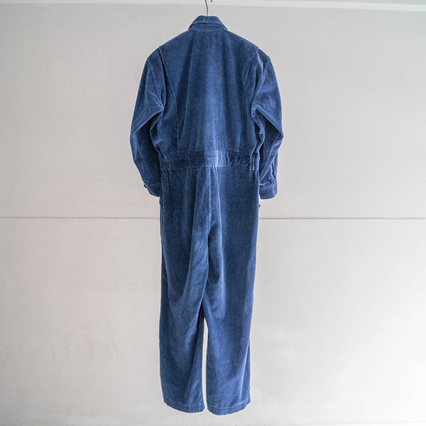 around 1980s dark blue color corduroy all-in-one