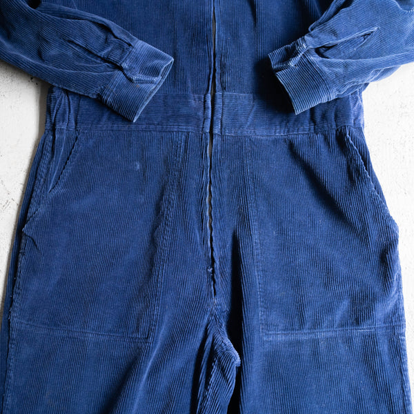 around 1980s dark blue color corduroy all-in-one