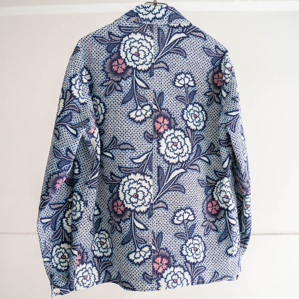 'KIMONO REMAKE' French work jacket type 'blue floral pattern'