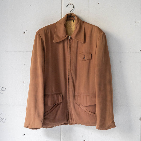 1950s USA brown color gabardine zip up jacket