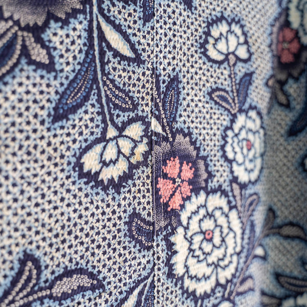 'KIMONO REMAKE' French work jacket type 'blue floral pattern'