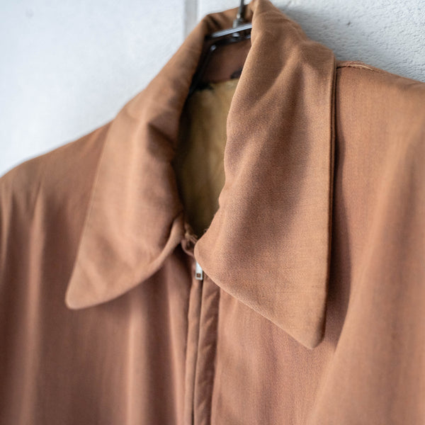 1950s USA brown color gabardine zip up jacket