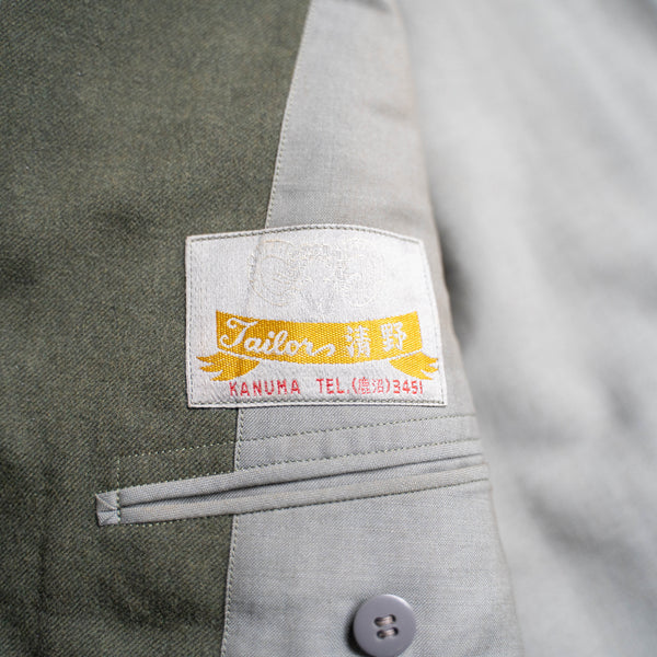 1970s Japan vintage moss green wool tailored jacket