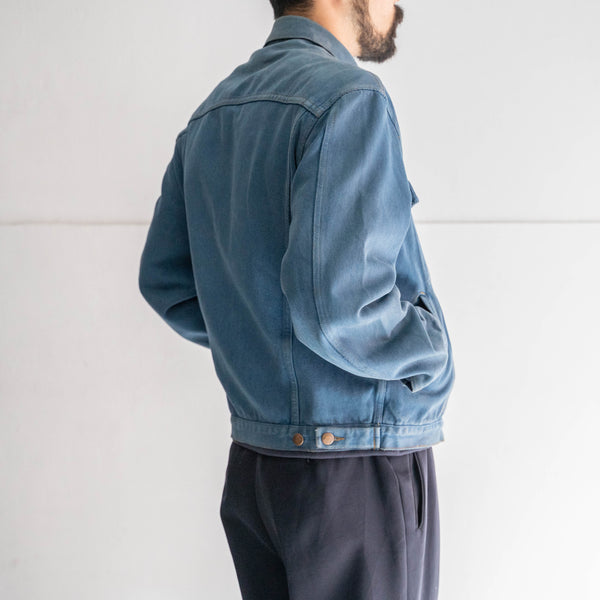 around 1980s Italy blue color denim tracker jacke
