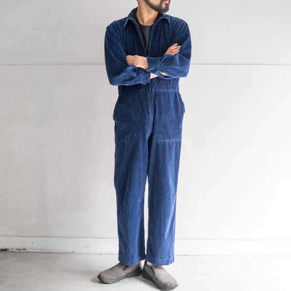 around 1980s dark blue color corduroy all-in-one