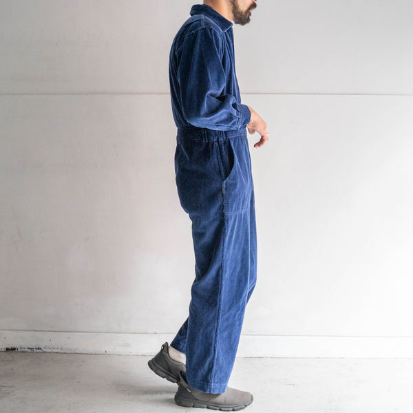 around 1980s dark blue color corduroy all-in-one