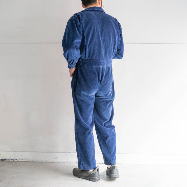 around 1980s dark blue color corduroy all-in-one