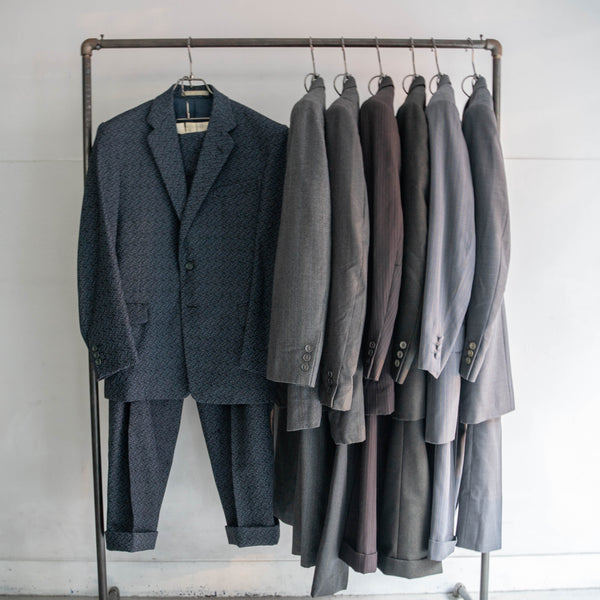 1980s Japan vintage brown based stripe set up