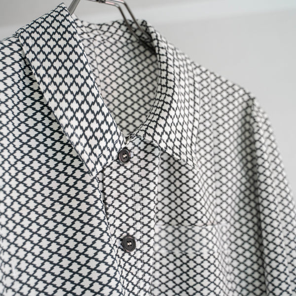 'KIMONO REMAKE' French work jacket type 'japanese geometric pattern'