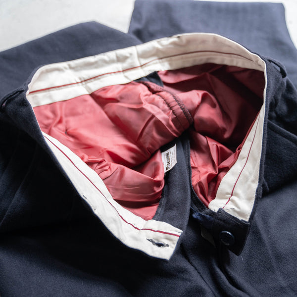 1990-00s Italy dark navy wool work pants 'dead stock'