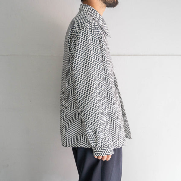 'KIMONO REMAKE' French work jacket type 'japanese geometric pattern'