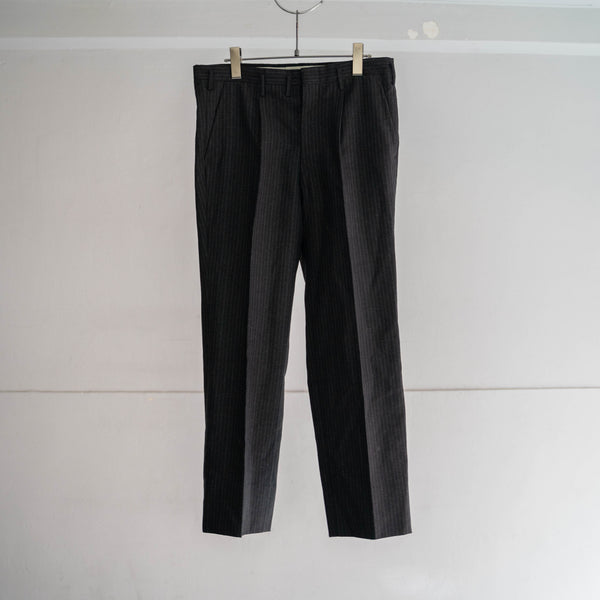 1980s Japan dark gray stripe 1tuck slacks