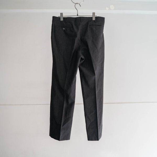 1980s Japan dark gray stripe 1tuck slacks